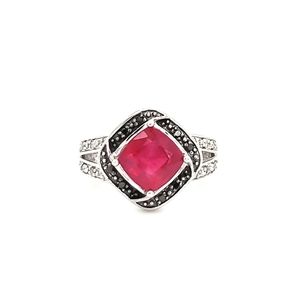 ⚫ Ruby & Diamond Sterling Silver Ring